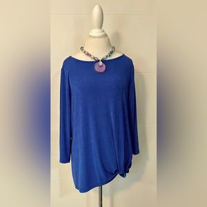 Chicos Travelers Collection Blue Top Size 3